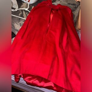 Etsy red hooded wool cape with satin lining size extra small